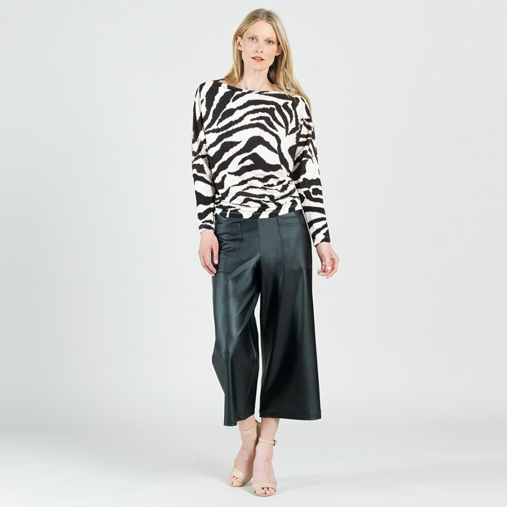 NWT Clara SunWoo COZY KNIT - BOAT NECK SIDE RUCHED SWEATER TOP - ZEBRA Size Medi